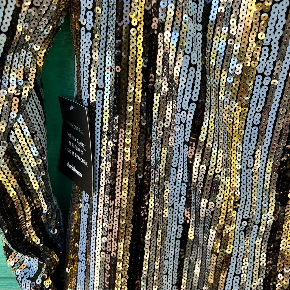 SEQUINED LONG SLEEVE MINI DRESS NWT - Picture 6 of 7